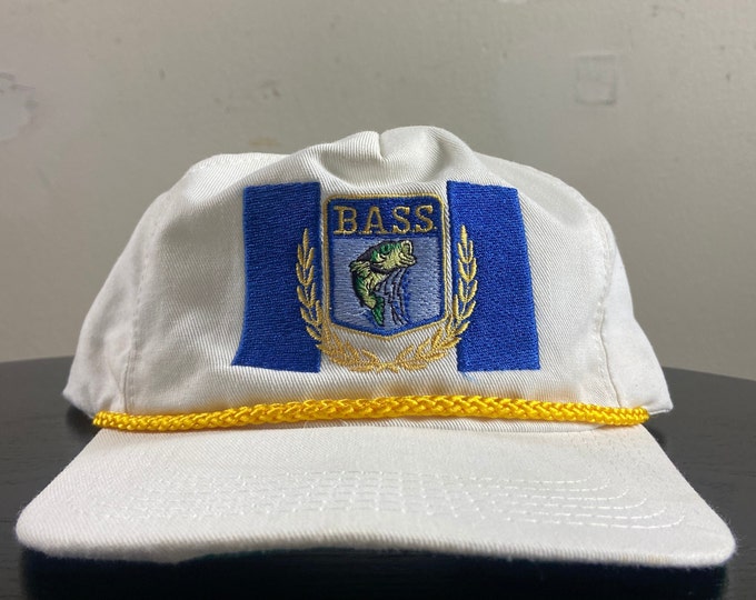 Vintage Bass Snapback Hat Outdoor Cap Made USA OSFA Fishing Hunting Nature Bass Pro Shop 1990s 90s