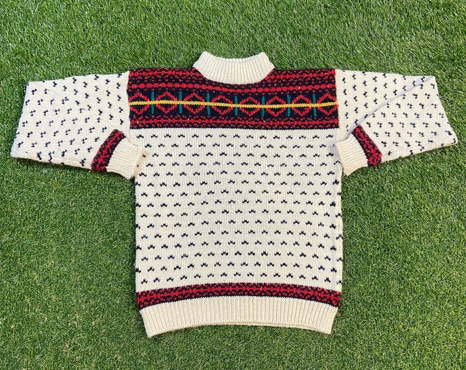 Vintage Kelly Harper Knit Crewneck Sweater Size Medium M Quality Warm Winter Fashion Pull Over 1980s 80s