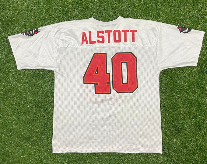 Vintage Tampa Bay Buccaneers Mike Asltott 40 Jersey Logo Athletic Size Xtra Large Xl NFL Football Florida Signed Autographed Signiture
