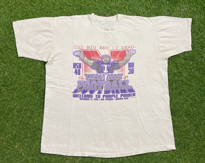 Vintage University of Kansas State Wildcats T Shirt Tee Size Xtra Large XL NCAA College Football 1990s 90s Blitz