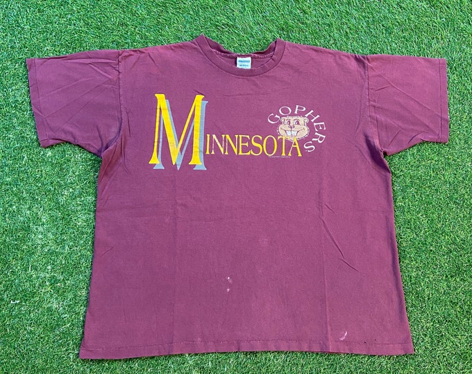Vintage University of Minnesota Golden Gophers T Shirt Tee Made USA Size Xtra Large XL NCAA College Football 1990s 90s