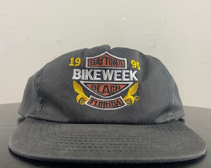 Vintage Bike Week Daytona Beach Florida Snapback Hat OSFA Harley Davidson HOG Motorcycle Truckers Biker 1990s 90s