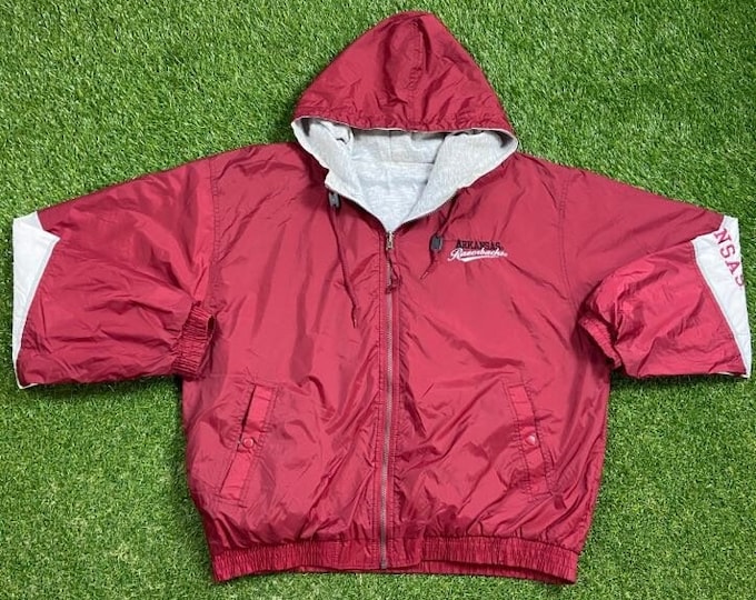Vintage Arkansas Razorbacks Reversible Jacket Size Xtra Large XL NCAA College Basketball Fayetteville Final Four Hogs Classic 1990s 90s