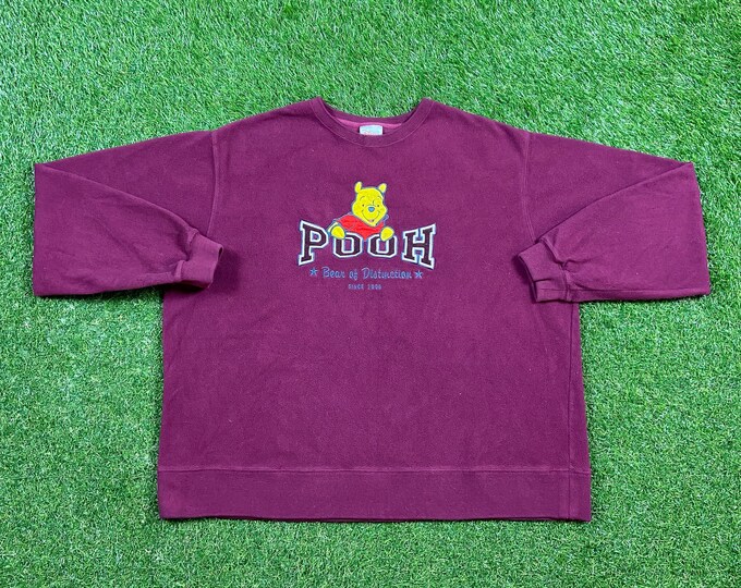 Vintage Winnie the Pooh Bear Crewneck Sweatshirt The Disney Store Xtra Large XL Walt Disney World Piglet Tigger Pull Over Fleece 1990s 90s