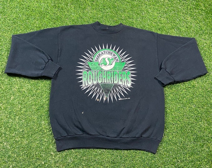 Vintage Saskatchewan Roughriders Crewneck Sweatshirt Tultex Made USA Size Xtra Large XL CFL Football Regina Canada Pull Over Oversized