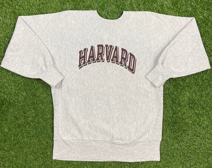 Vintage Harvard University Crewneck Sweatshirt Champion Reverse Weave Made USA Xtra Large XL NCAA College Ivy League Classic Law 1990s 90s