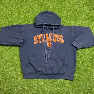 Vintage Syracuse University Hoodie Sweatshirt Size Large L New York Orangemen NCAA College Basketball Ny 1990s 90s Pull Over Oversized