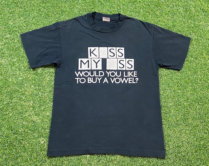 Vintage Kiss My Ass T Shirt Tee Anvil Made USA Size Medium M Funny Saying Comical Fashion 1980s 80s