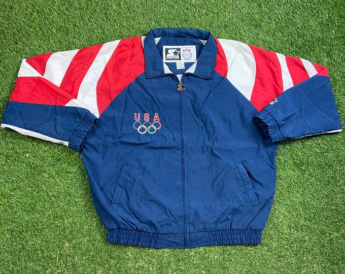 Vintage Olympic Games USA Windbreaker Jacket Starter Size Xtra Large Dream XL Team Jordan Bald Eagle Sport Games 1990s 90s Olympics