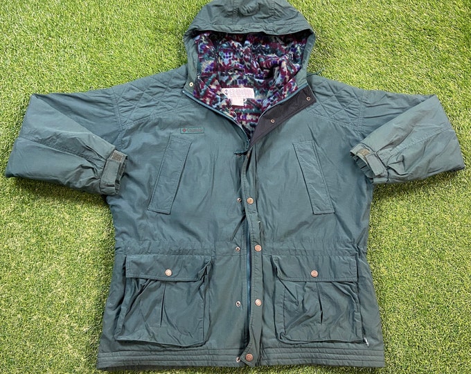 Vintage Columbia Winter Athletic Jacket Size Large Warm Zipper Jacket Windbreaker 1990s Coat Puffer Puffy Hiking Coat 90s