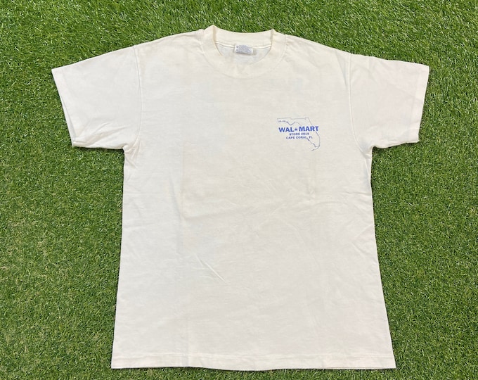 Vintage Wal Mart T Shirt Tee Hanes Made USA Size Medium M Cape Coral Florida Target Big KMART Department Store 1990s 90s