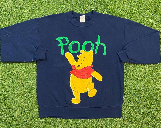 Vintage Winnie the Pooh Bear Crewneck Sweatshirt Made USA Size Large Walt Disney World 90s Wdw Disneyland Piglet Tigger Pull Over 1990s