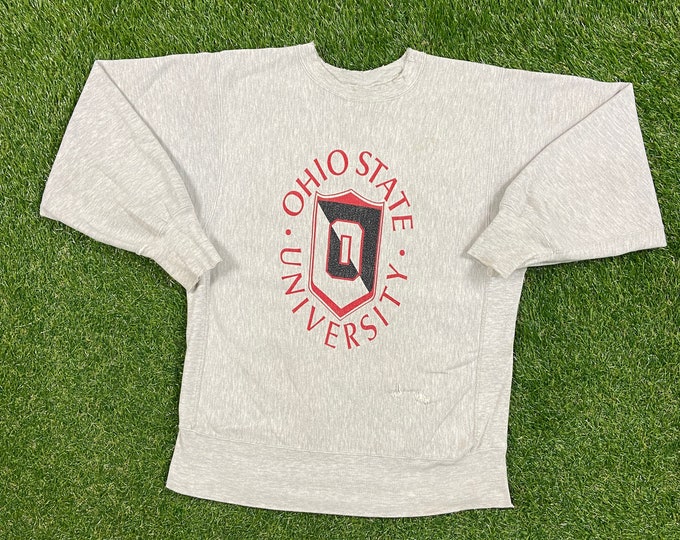 Vintage Ohio State University OSU Crewneck Sweatshirt Champion Reverse Weave Made USA Large L NCAA College Football Basketball Cleveland