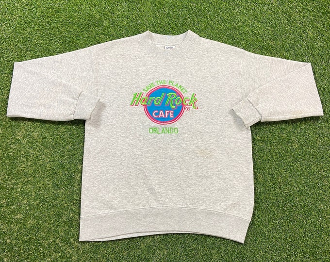 Vintage Hard Rock Cafe Orlando Crewneck Sweatshirt Santee Sweats Made USA Size Large L Florida Classic Music Pull Over 1990s 90s
