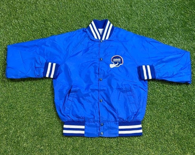 Vintage New York Giants Jacket Bomber Varsity Style Coat Made USA Size Medium M NFL Football Classic NY Eli Meadowlands 1980s 80s