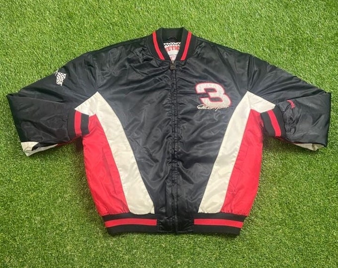 Vintage Dale Earnhardt 3 Bomber Jacket Size Medium M NASCAR Daytona 500 1990s 90s Ring Intimidator Racing Classic Rare