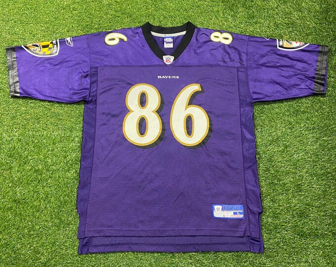 Vintage Baltimore Ravens Todd Heap #86 Jersey Reebok Size Large L NFL Football Maryland 00s