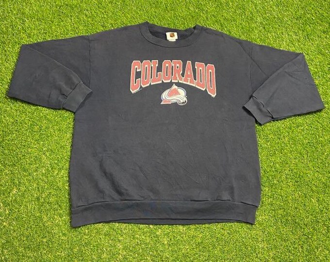 Vintage Colorado Avalanche Crewneck Sweatshirt Size Xtra Large XL NHL Hockey Denver 1990s 90s Pull Over Oversized