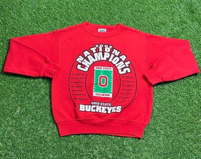 Vintage Ohio State University Crewneck Sweatshirt Size Youth Large Cleveland NCAA College Football Basketball OSU 2002 National Champions