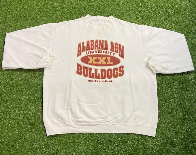 Vintage Alabama A&M University Bulldogs Crewneck Sweatshirt Size XL Huntsville AL NCAA College Football Pull Over Oversized 90s