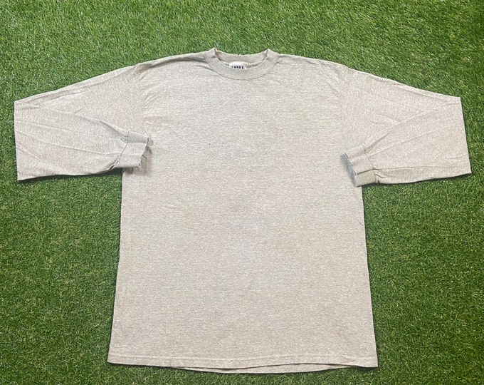 Vintage Plain Gray Long Sleeve T Shirt Tee Wu Wear Made USA Size Xtra Large XL Quality 1990's Great Fit Original 90s