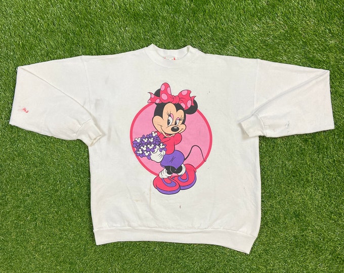 Vintage Minnie Mouse Crewneck Sweatshirt Made USA Size Xtra Large XL Walt Disney World Magic Kingdom Classic Rare Pull Over Oversized