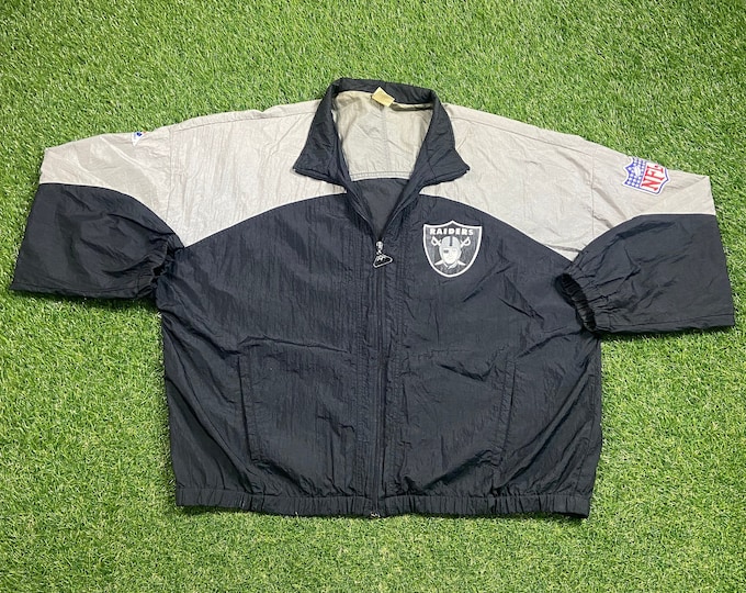 Vintage Oakland Raiders Windbreaker Jacket Apex One Size XXL 2XL NFL Football Las Vegas California NWA Nevada Light Rain Coat 1990s 90s