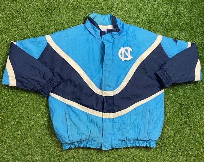 Vintage UNC University of North Carolina Tar Heels Jacket Apex One Size Large L NCAA College Basketball Air Jordan Light Rain Coat 1990s 90s