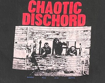 Vintage Chaotic Dischord T Shirt Tee Jerzees Size Large L Rock