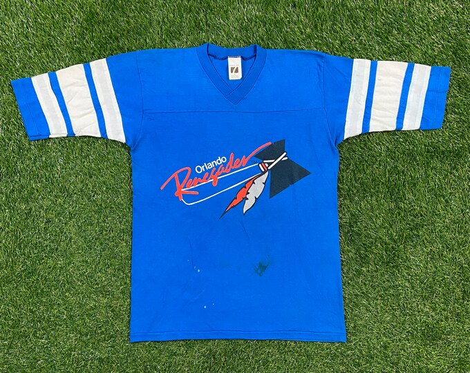 Vintage Orlando Renegades 3/4 Sleeve T Shirt Logo 7 Made USA Size Medium United States Football League USFL NFL Buccaneers Florida Tom Brady