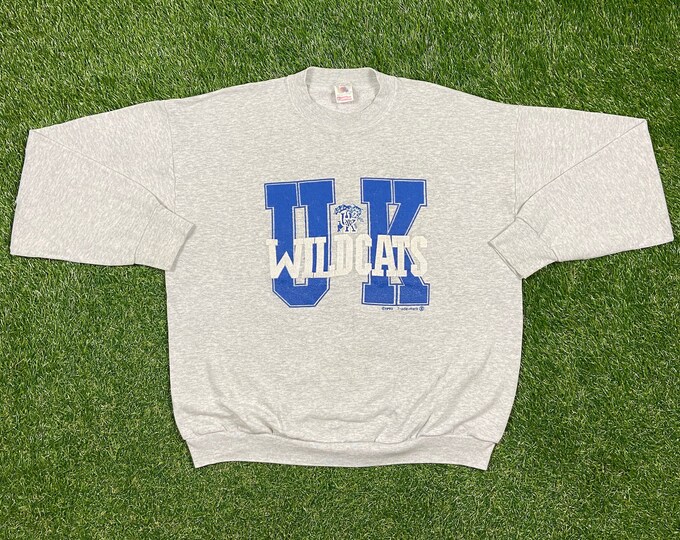 Vintage University of Kentucky Wildcats Crewneck Sweatshirt Made USA Size Xtra Large XL NCAA College Basketball Lexington Big Blue Pull Over
