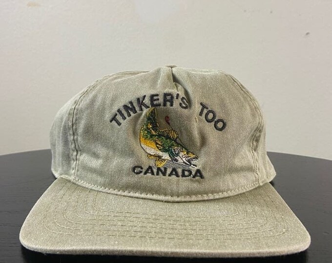 Vintage Tinker's Too Canada Snapback Hat OSFA Fishing Hunting Nature Fish Lodge Canada 1990s 90s