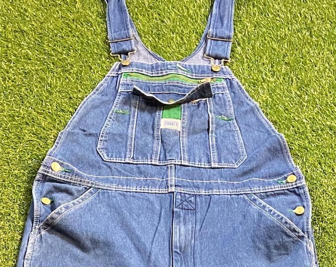Vintage Blue Overalls Liberty Size Large L Apparel Fashion Jeans Pop Suspenders 1990s 90s