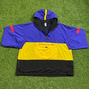 Vintage Graphic Windbreaker Zip Up Jacket Speedo Size Xtra Large XL Multicolor Streetwear Sport Active Wear Classic Light Rain Coat 1990s