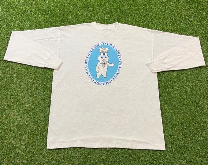 Vintage Pillsbury Dough Boy Long Sleeve T Shirt Tee Signal Made USA Size Xtra Large XL Poppin Fresh 1990s 90s