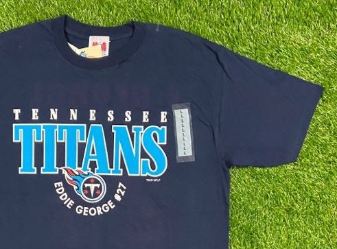 Vintage Tennessee Titans Eddie George 27 Jersey T Shirt USA Sport Club Size  Large NFL Football Houston Oilers