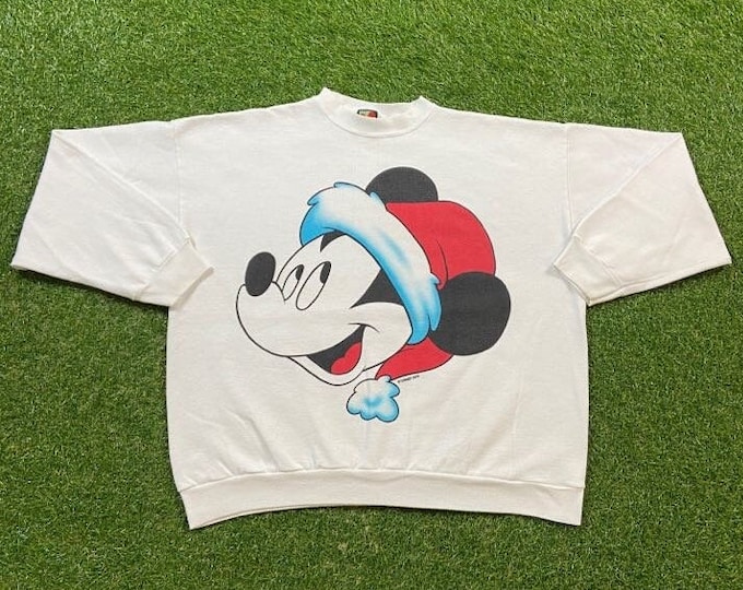 Ugly Mickey Mouse Christmas Sweater Vintage Tacky Holiday Party Merry Santa Claus Classic 80s 90s Xmas Walt Disney Size Xtra Large XL