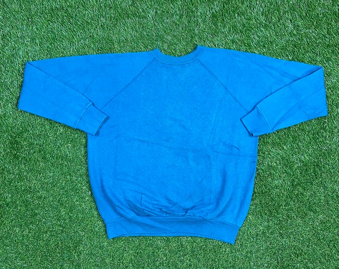 Vintage Plain Turquoise Crewneck Sweatshirt Made USA Size Xtra Large XL Quality 1990's Oversized Great Fit Original 90s Pull Over Blank
