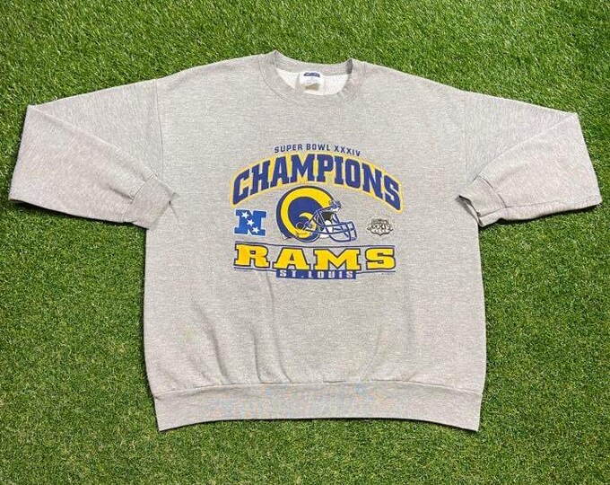 Vintage St Louis Rams Super Bowl XXXIV Crewneck Sweatshirt Size Xtra Large XL NFL Football Los Angeles La California Pull Over Oversized