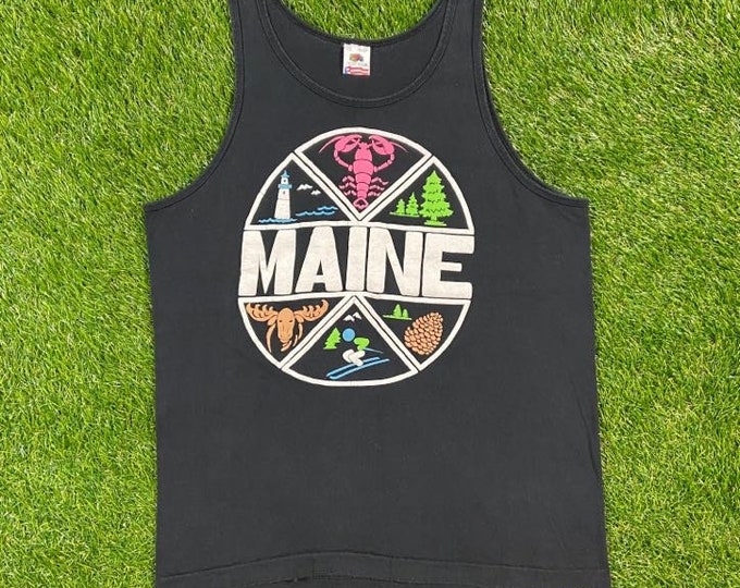 Vintage University of Maine Tank Top Fruit of the Loom Made USA Size Large
