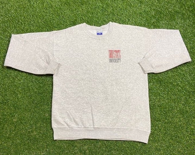 Vintage Ohio State University Crewneck Sweatshirt Champion Made USA Size Large L Cleveland NCAA College Football Basketball OSU 1990s 90s