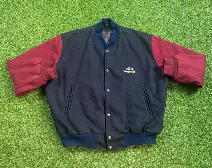 Vintage The Usual Suspects Bomber Jacket Size Xtra Large XL 1995 Neo Noir Mystery Crime Thriller Film Classic Movie 1990s 90s