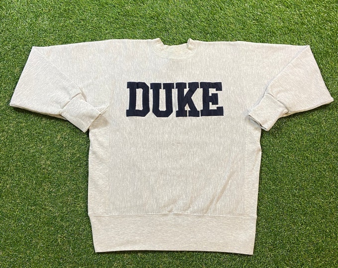 Vintage Duke University Crewneck Sweatshirt Made USA Size Large L NCAA College Basketball Blue Devils 1990s North Carolina Pull Over