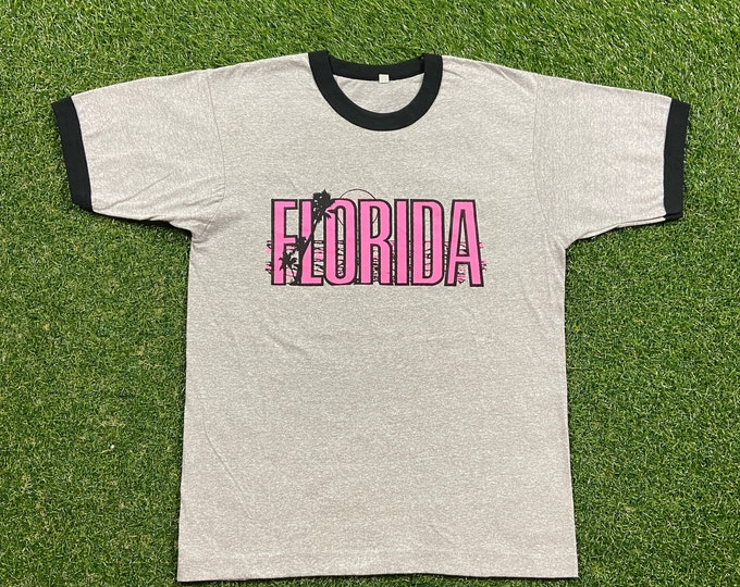 Vintage Florida T Shirt Tee Made USA Size Medium M Miami Orlando Tampa Bay Tropical Palm Trees Beach Walt Disney 1970s 70s