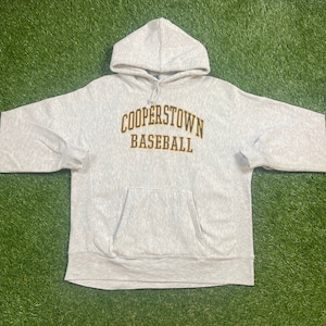 Vintage Cooperstown Baseball Hoodie Sweatshirt Mv Sport Made USA Size Xtra Large XL MLB 1990s 90s Pull Over Oversized