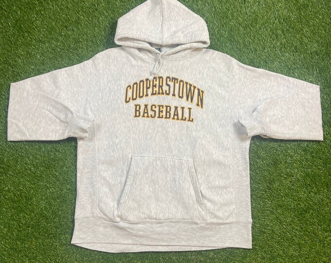 Vintage Cooperstown Baseball Hoodie Sweatshirt Mv Sport Made USA Size Xtra Large XL MLB 1990s 90s Pull Over Oversized