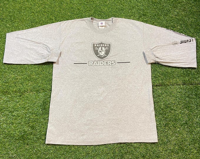 Vintage Oakland Raiders Long Sleeve Shirt Size Large L NFL Football Las Vegas Los Angeles California Silver and Black NWA 1990s 90s