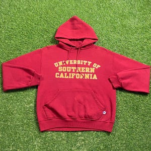 Vintage University of Southern California Hoodie Sweatshirt Size Small S USC NCAA College Football Los Angeles Cali 1990s 90s Pull Over