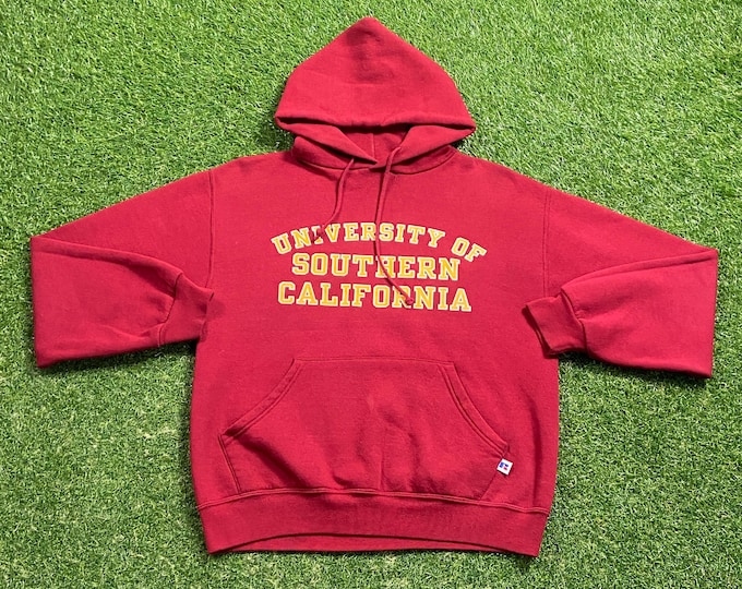 Vintage University of Southern California Hoodie Sweatshirt Size Small S USC NCAA College Football Los Angeles Cali 1990s 90s Pull Over