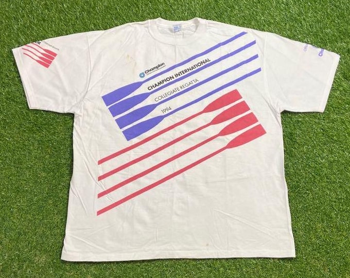 Vintage 1994 Champion International Collegiate Regatta T Shirt Tee Size Xtra Large XL Rowing Championship Crew Boats Row Racing 1990s 90s